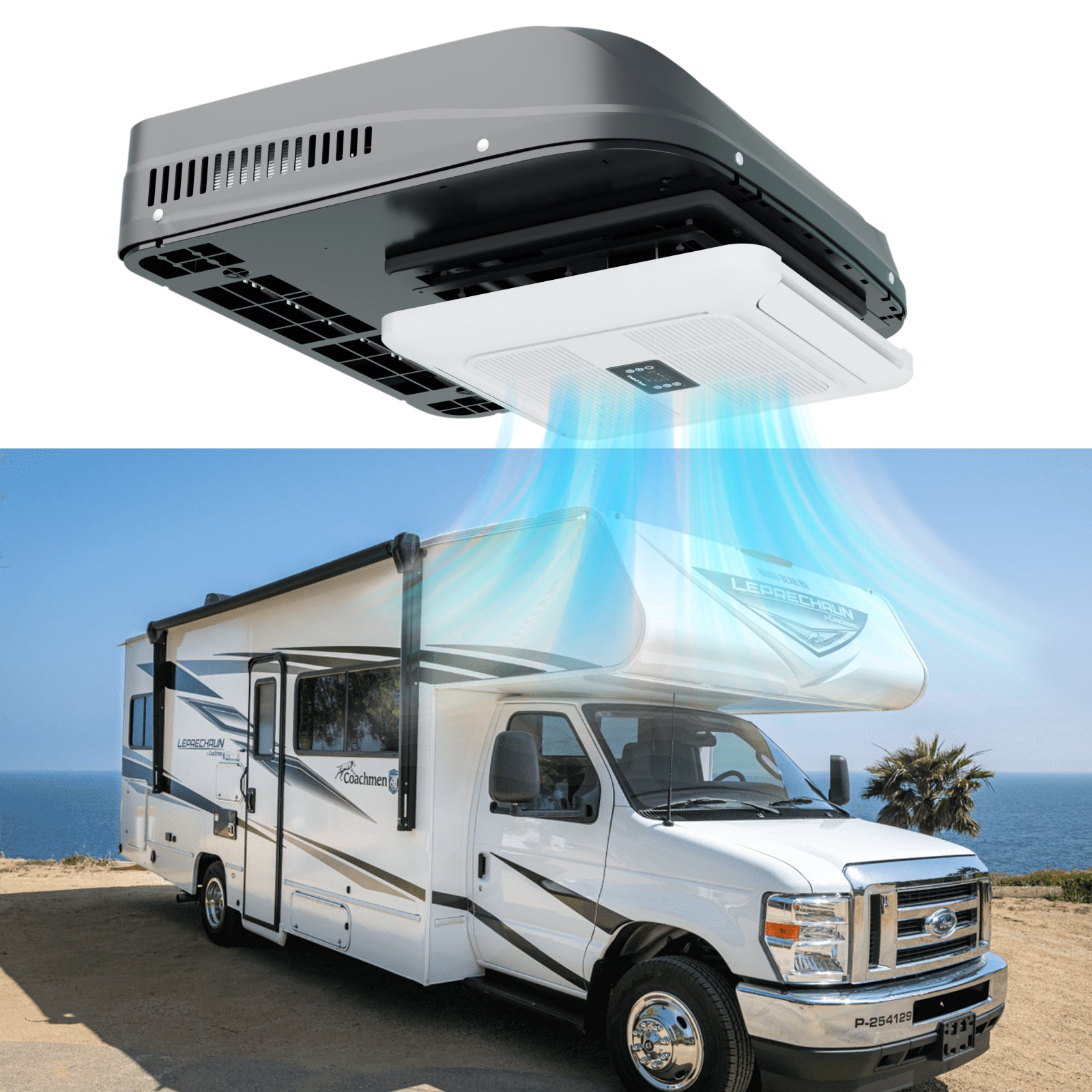 12V RV Air Conditioner – 10,000 BTU Lowprofile Rooftop Air Conditioner Fast Cooling for RV, Motorhome, Trailer, Trucks, Van, Camper, Tractor