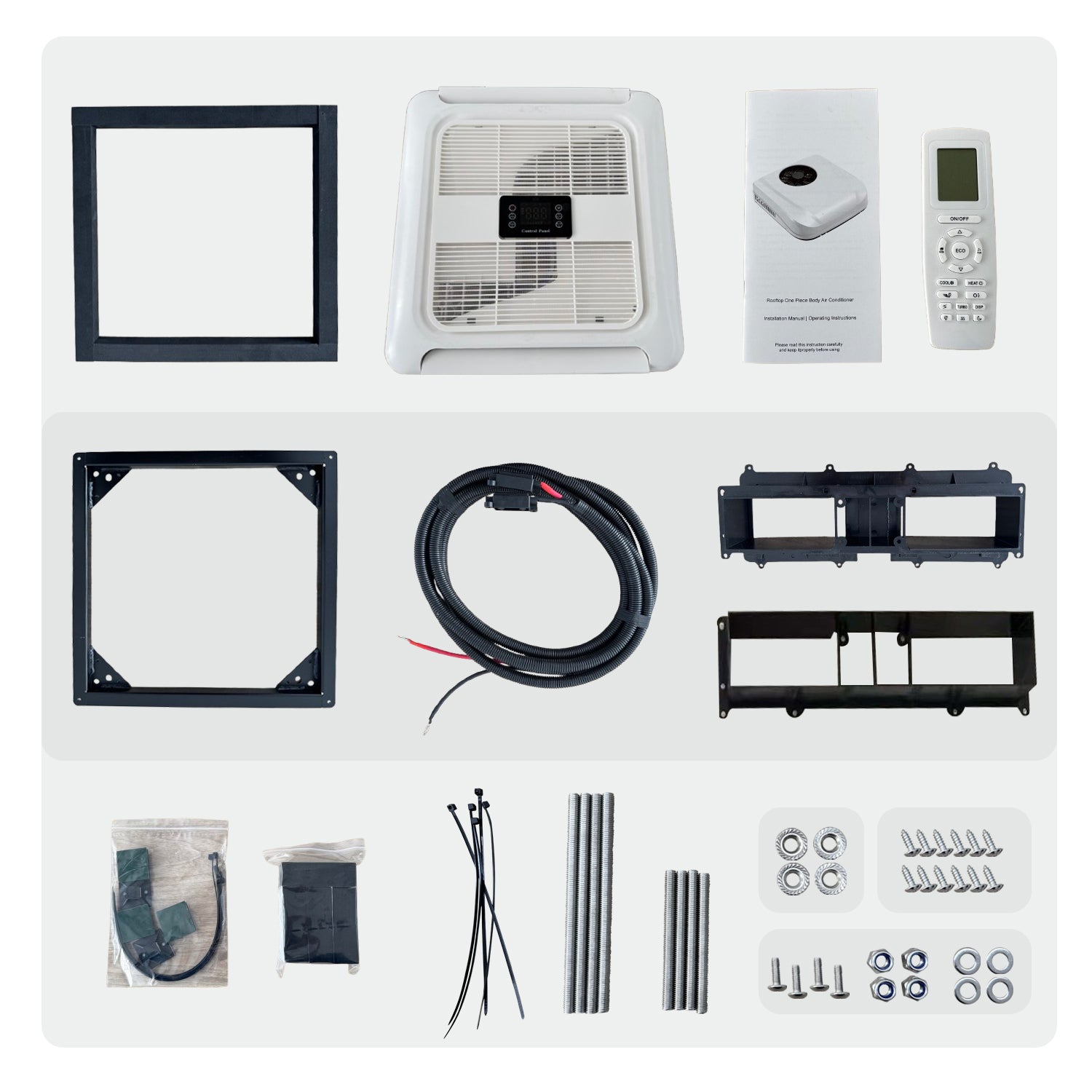 12V RV Air Conditioner – 10,000 BTU Lowprofile Rooftop Air Conditioner Fast Cooling for RV, Motorhome, Trailer, Trucks, Van, Camper, Tractor