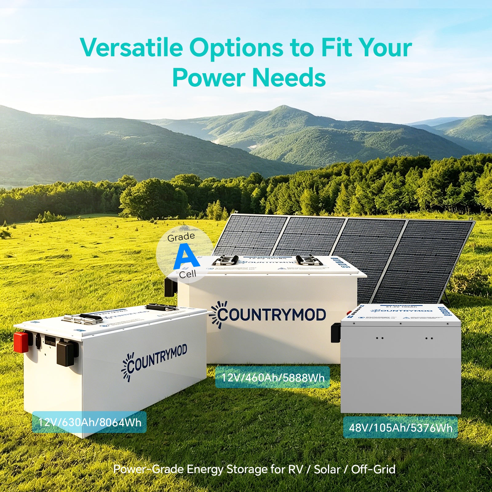 12V LiFePO4 Battery 460Ah / 630Ah High Capacity for RV & Solar, Smart Bluetooth Monitoring