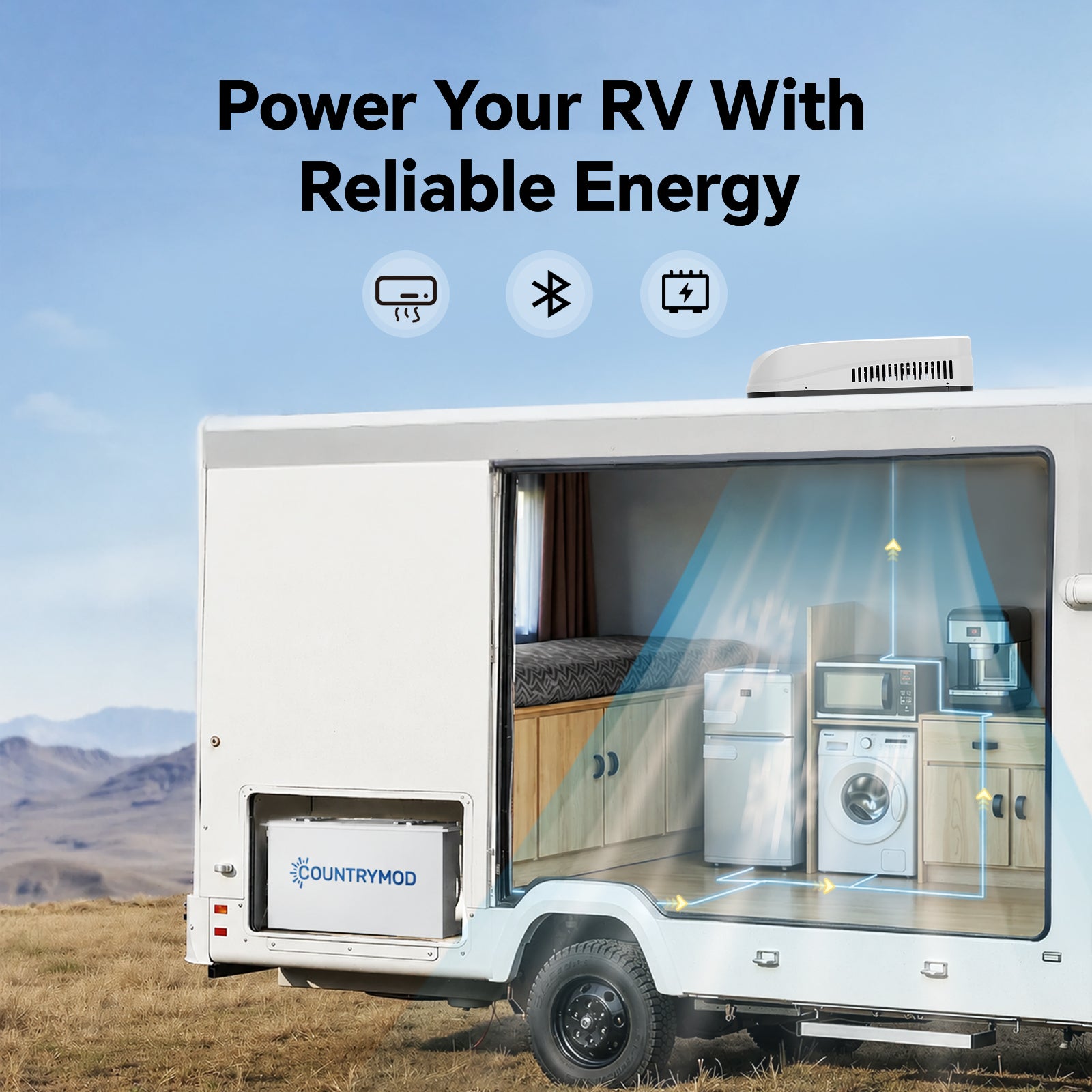 12V/48V RV Air Conditioner + Lithium Battery Bundle | Complete Off-Grid Cooling System