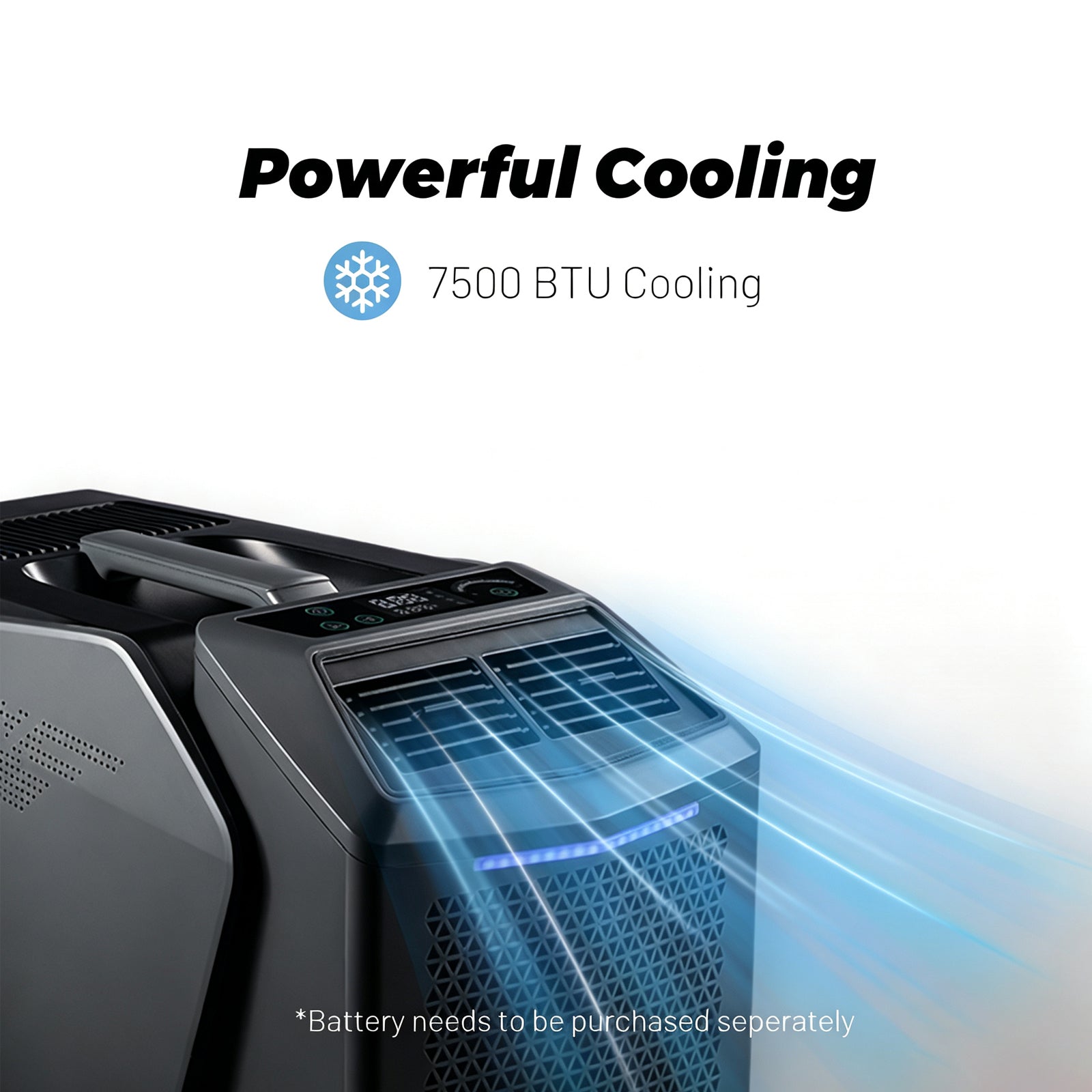 7500 BTU Split Portable Inverter Air Conditioner – Variable-Speed Compressor, High-Efficiency Cooling with Dual 48V DC & 110V AC Power