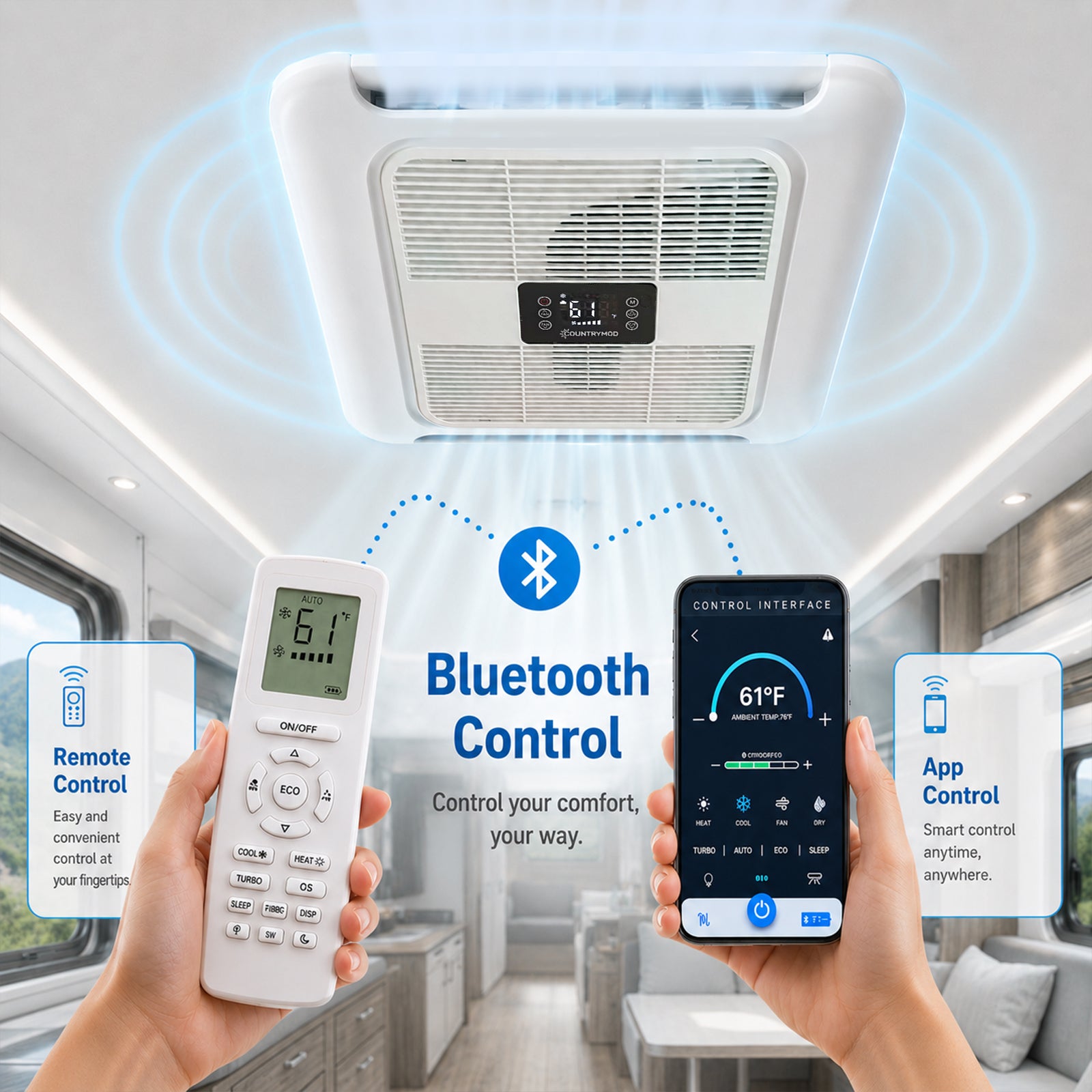 12V RV Air Conditioner – 10,000 BTU Lowprofile Rooftop Air Conditioner Fast Cooling for RV, Motorhome, Trailer, Trucks, Van, Camper, Tractor