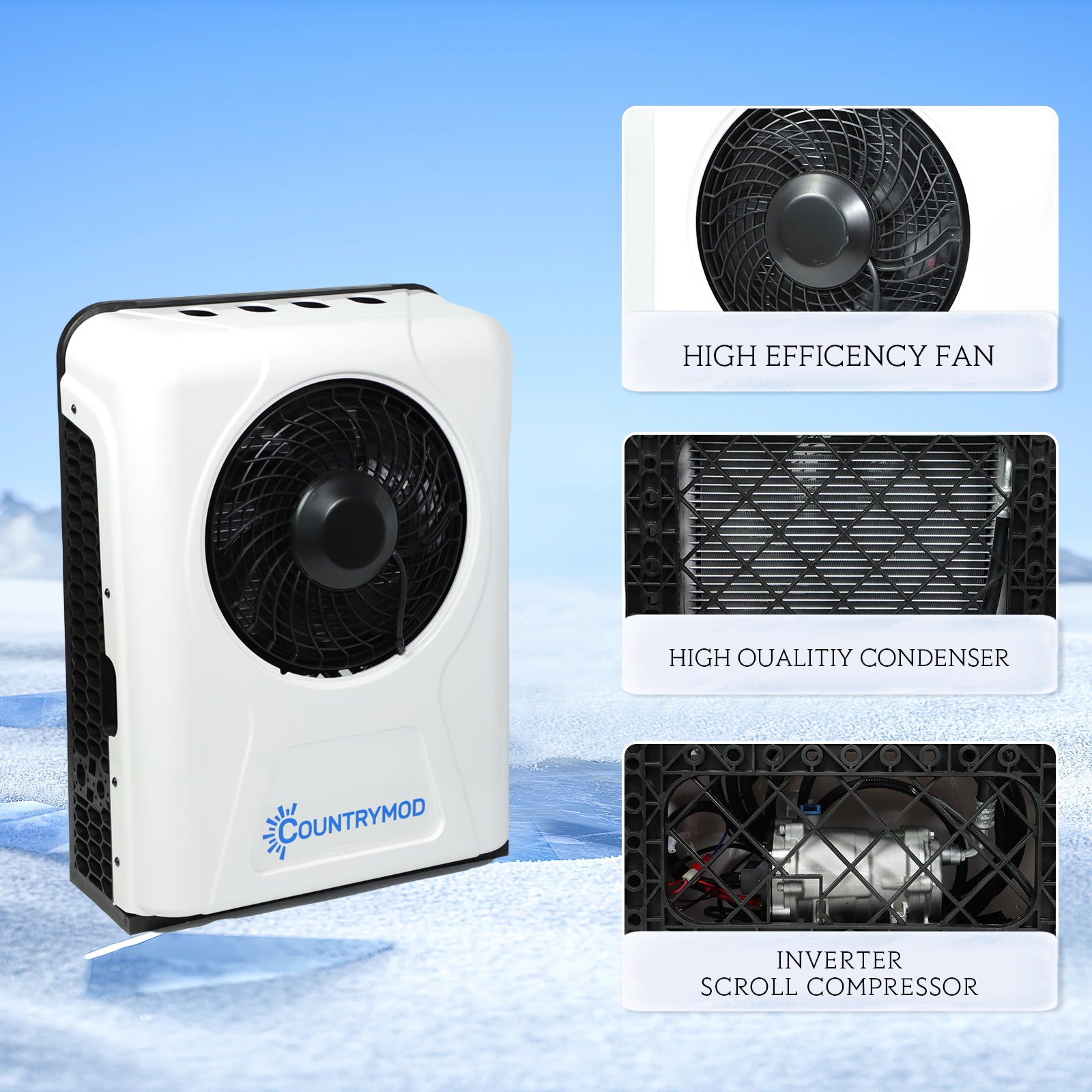 12V Electric Truck Camper Van DC Air Conditioner 10500BTU Universal Automotive Electric Split Air Conditioning ac Unit 12 Volt for semi trucks RV Motorhome Crane Tractor SUV