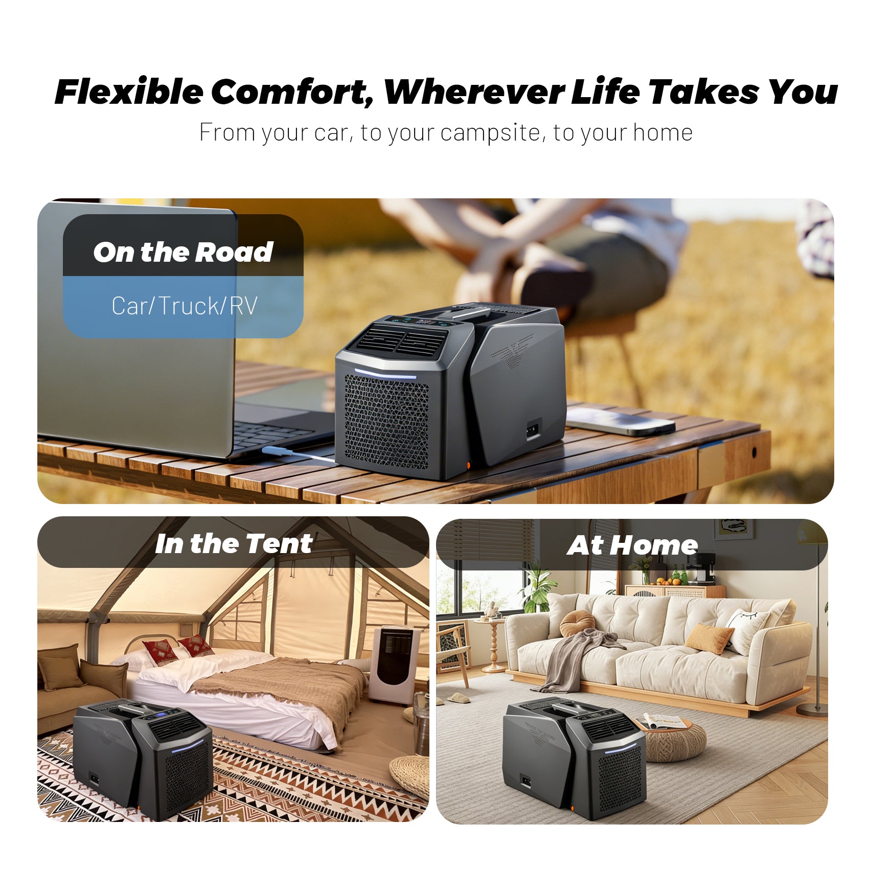 5,000 BTU Split Portable Air Conditioner – 48V DC & 110V AC Dual Power, Ideal for RVs, Vans & Off-Grid Living
