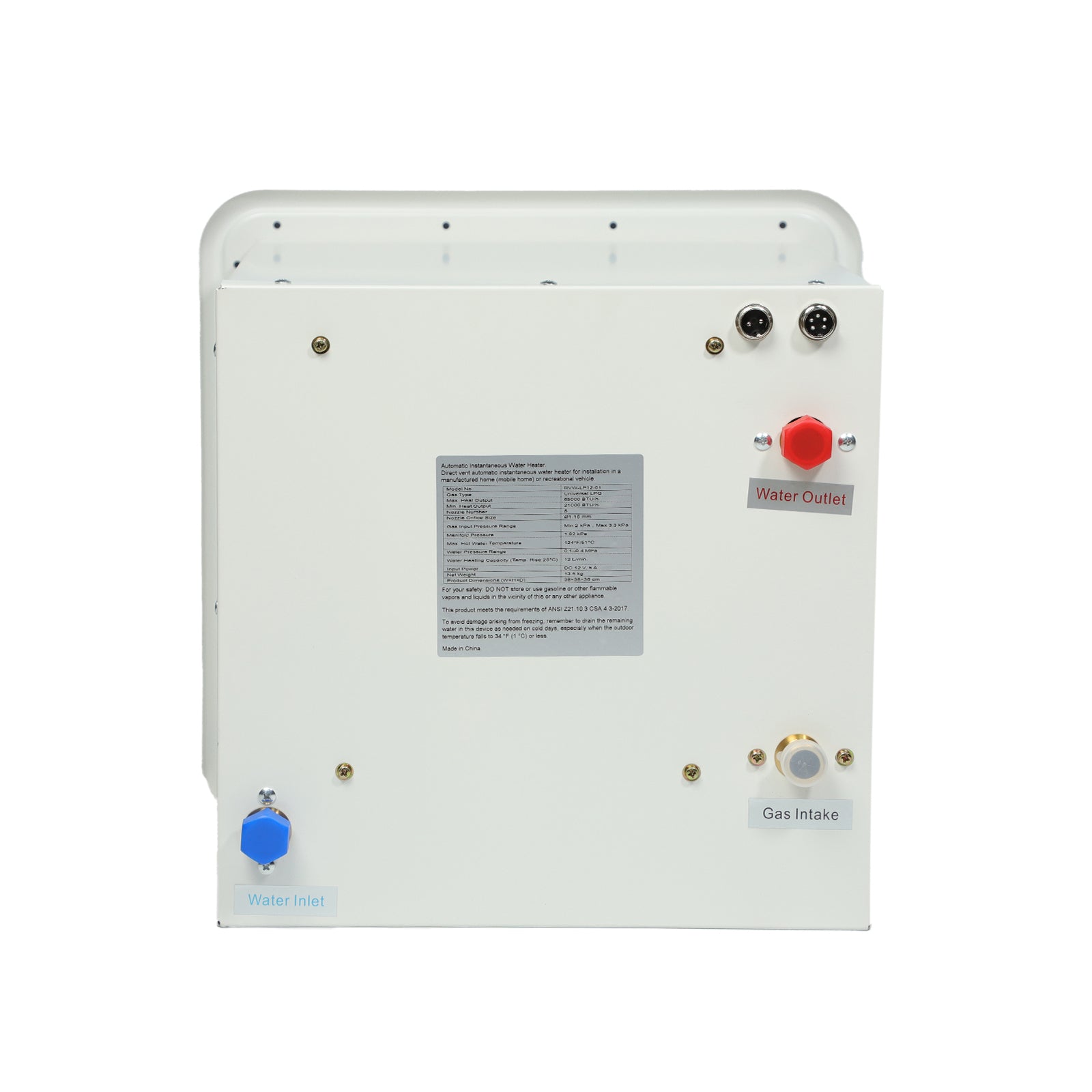 Upgraded 61,000 BTU Propane On-Demand RV Water Heater – 12V Tankless Design White Access Door & Outdoor Shower