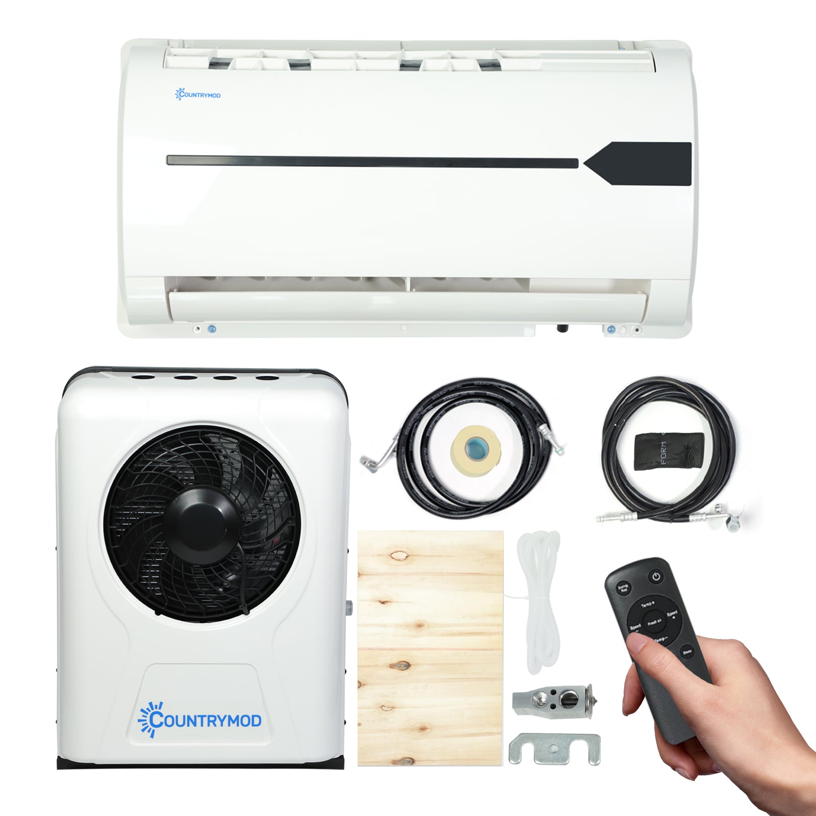 12V Electric Truck Camper Van DC Air Conditioner 10500BTU Universal Automotive Electric Split Air Conditioning ac Unit 12 Volt for semi trucks RV Motorhome Crane Tractor SUV