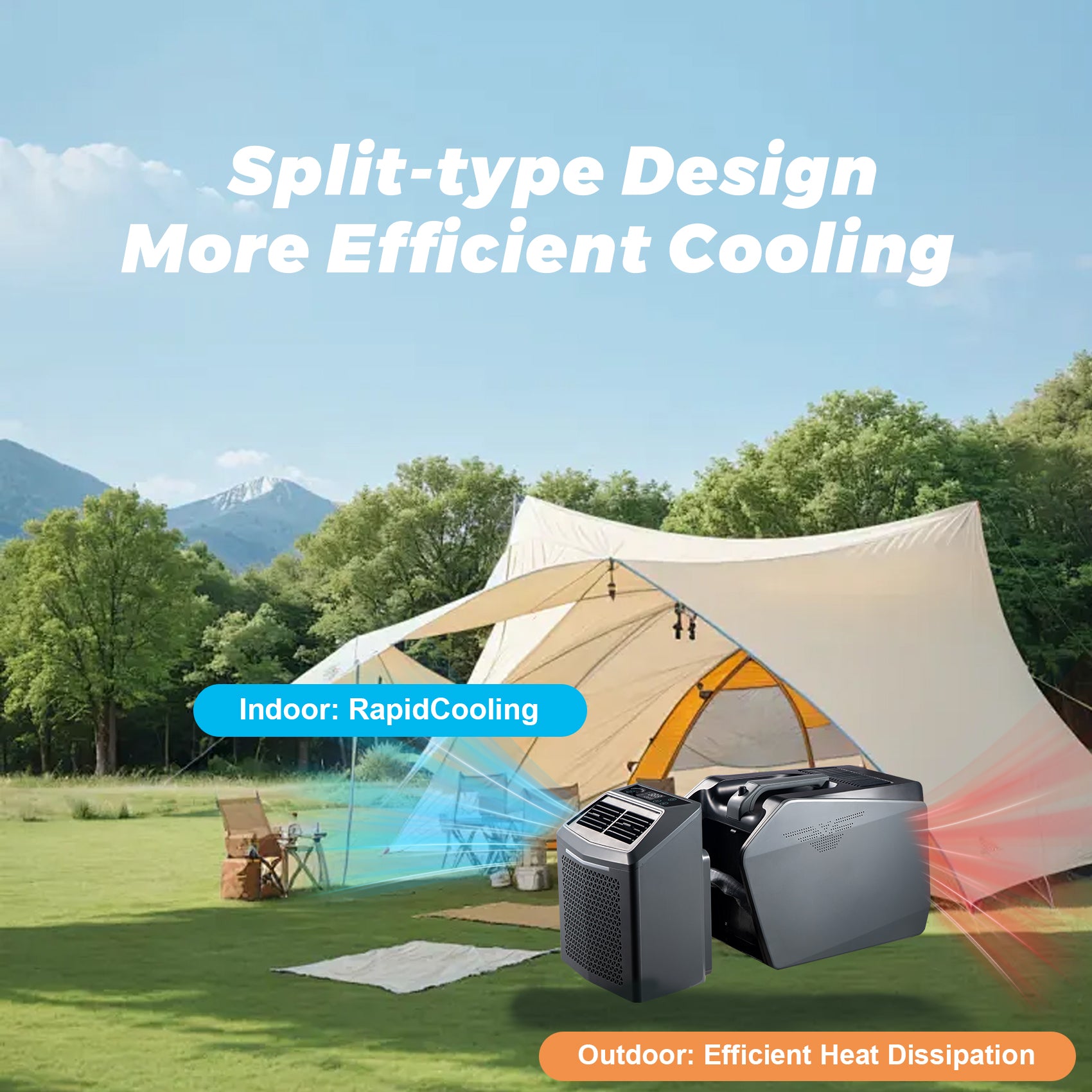 5,000 BTU Split Portable Air Conditioner – 48V DC & 110V AC Dual Power, Ideal for RVs, Vans & Off-Grid Living