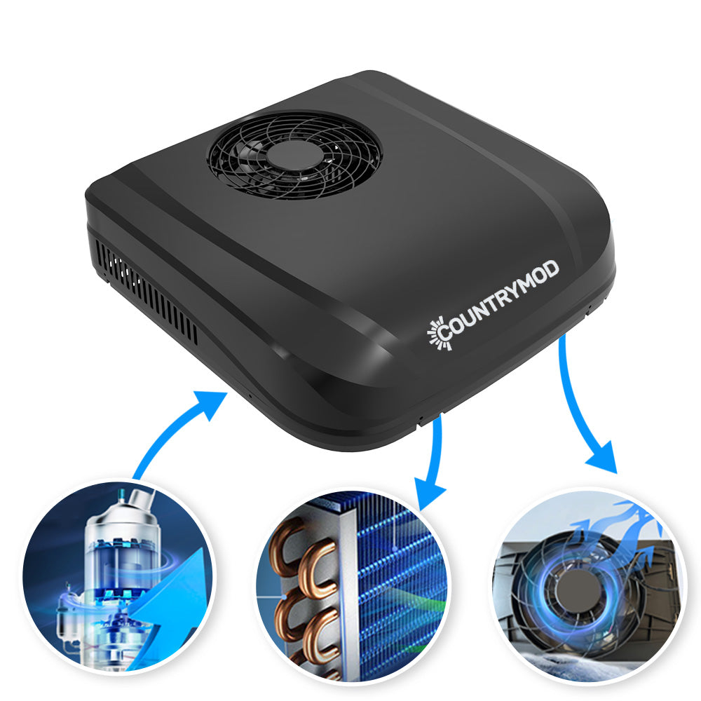 12V RV Air Conditioner – 10,000 BTU Lowprofile Rooftop Air Conditioner Fast Cooling for RV, Motorhome, Trailer, Trucks, Van, Camper, Tractor