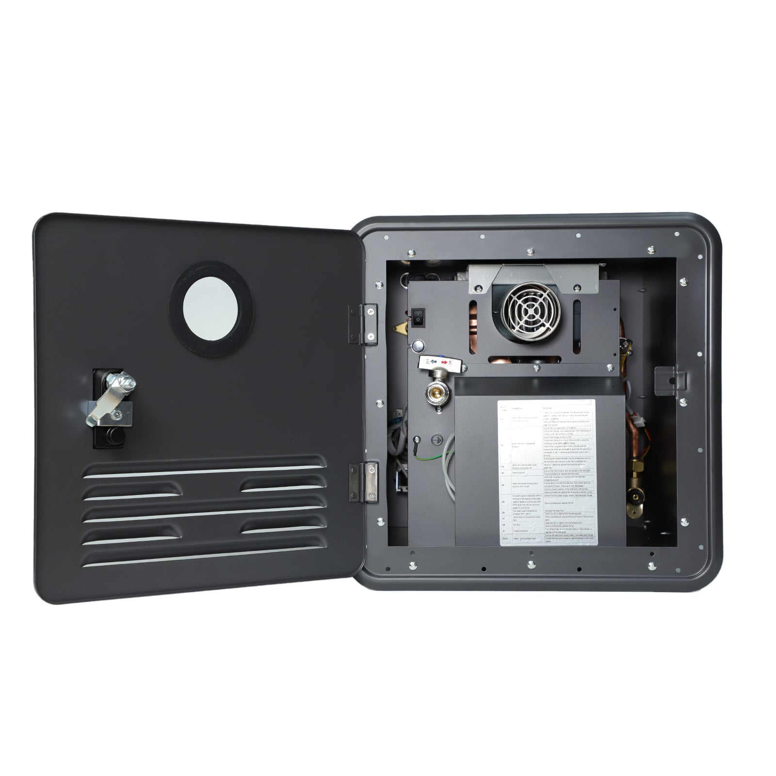 Upgraded 61,000 BTU Propane On-Demand RV Water Heater – 12V Tankless Design White Access Door & Outdoor Shower