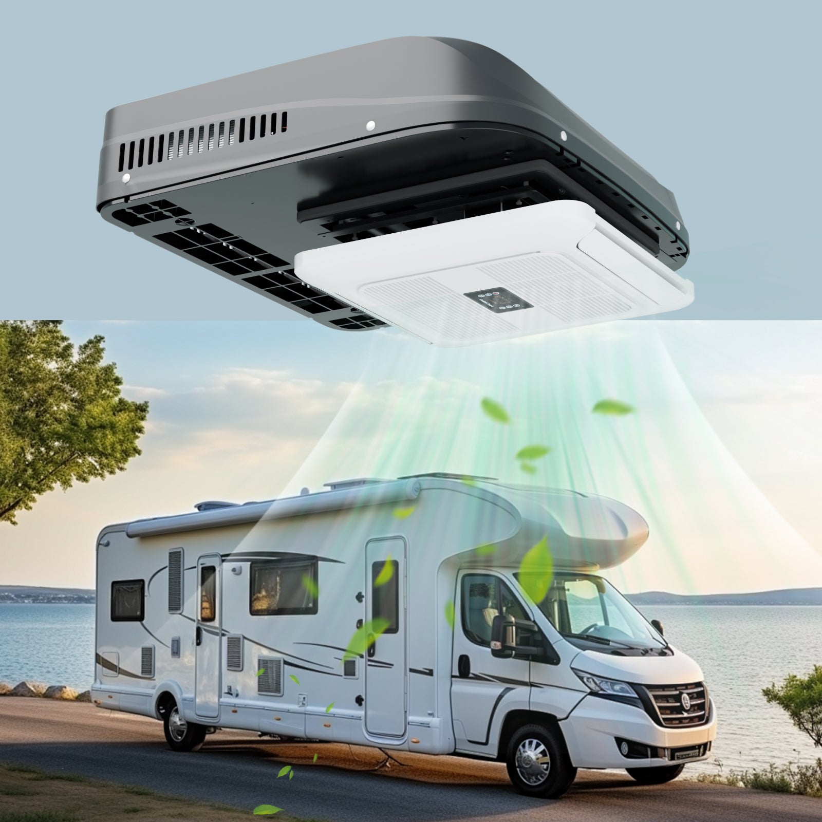 12V RV Air Conditioner – 10,000 BTU Lowprofile Rooftop Air Conditioner Fast Cooling for RV, Motorhome, Trailer, Trucks, Van, Camper, Tractor
