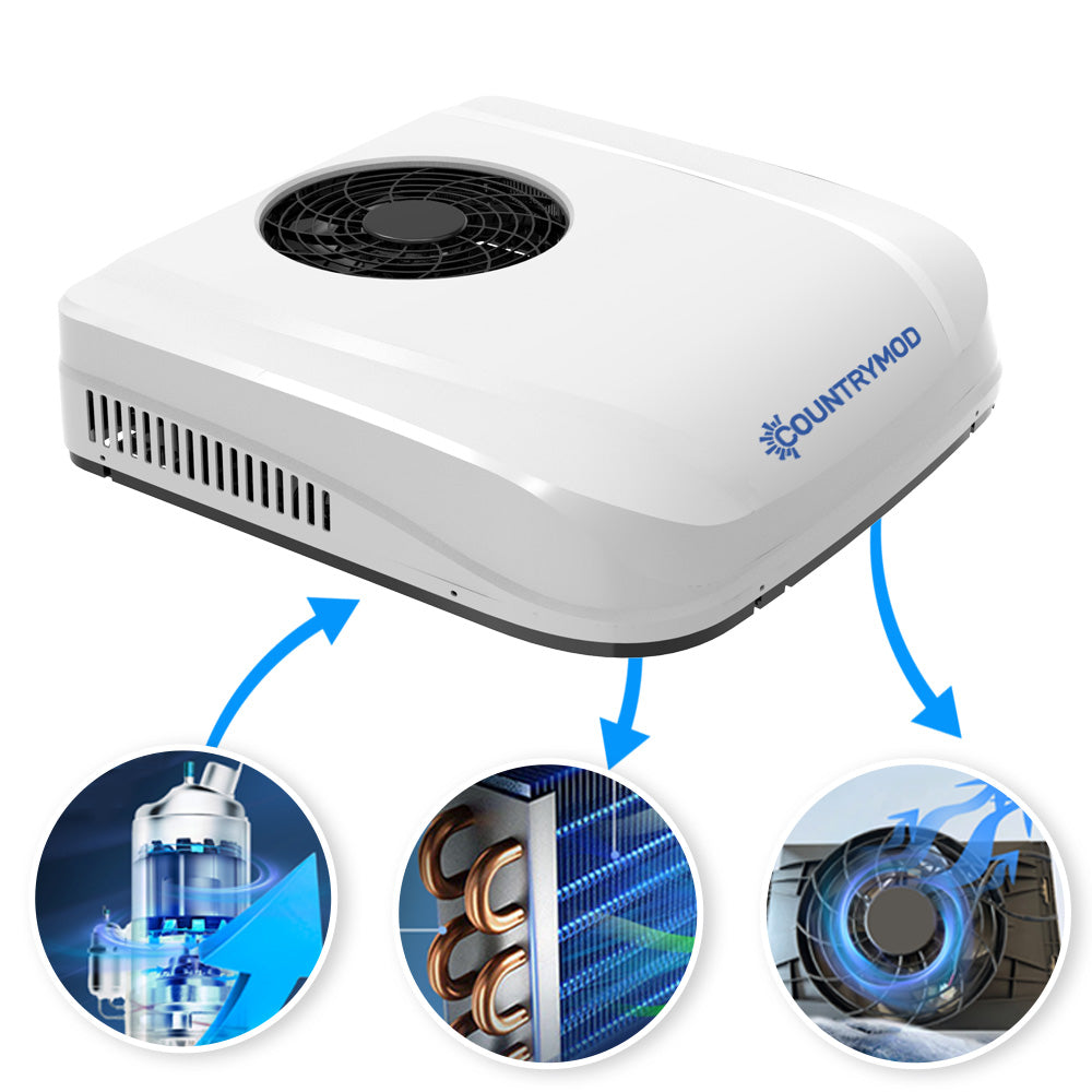12V RV Air Conditioner – 10,000 BTU Lowprofile Rooftop Air Conditioner Fast Cooling for RV, Motorhome, Trailer, Trucks, Van, Camper, Tractor