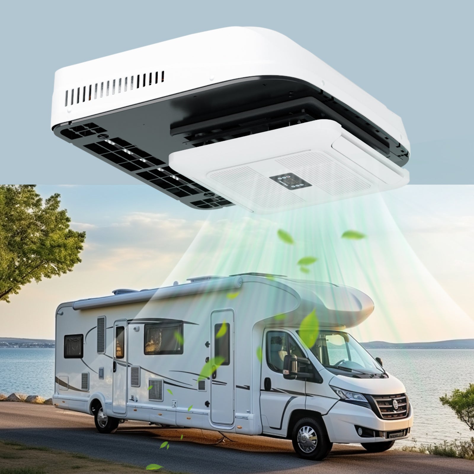 12V RV Air Conditioner – 10,000 BTU Lowprofile Rooftop Air Conditioner Fast Cooling for RV, Motorhome, Trailer, Trucks, Van, Camper, Tractor