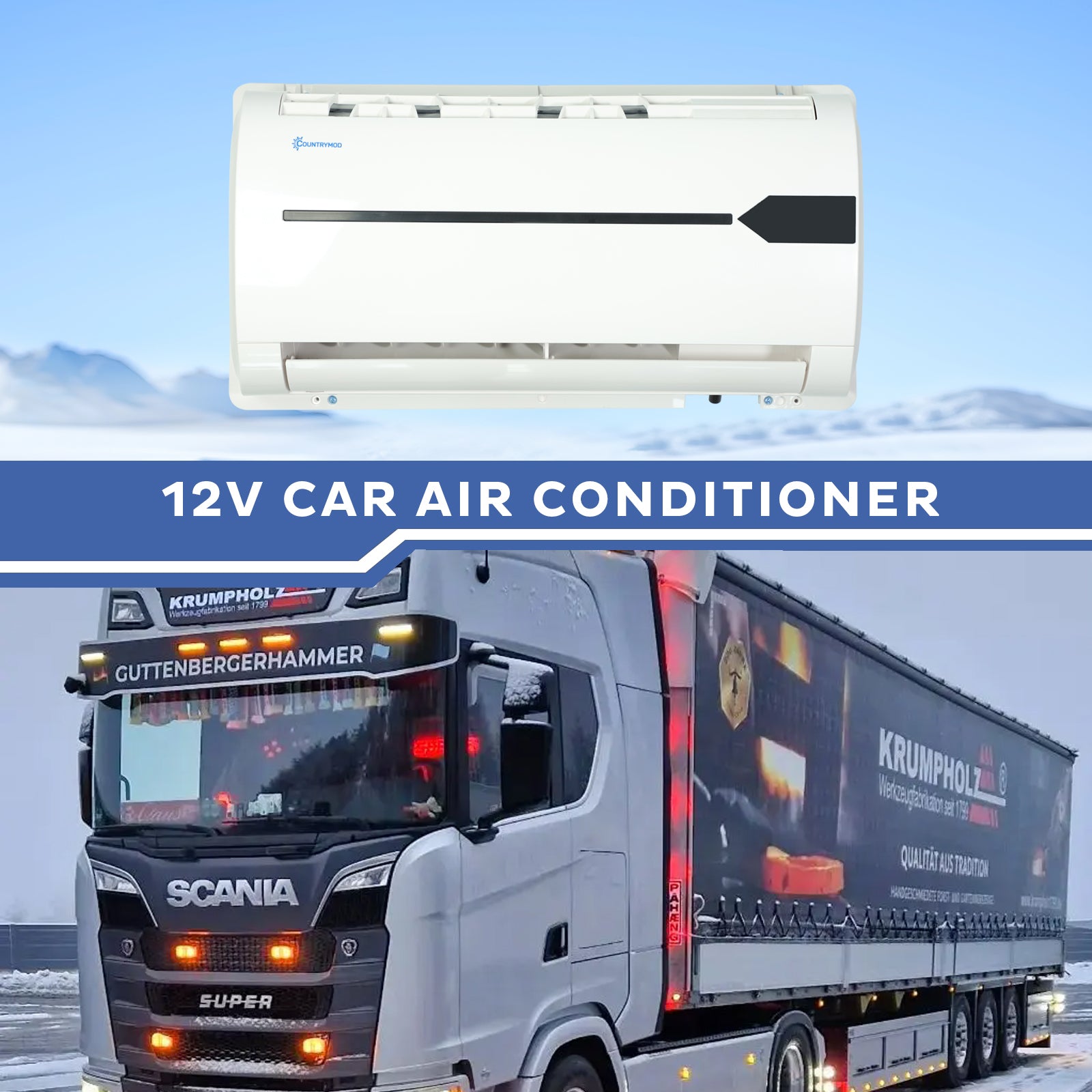 12V Electric Truck Camper Van DC Air Conditioner 10500BTU Universal Automotive Electric Split Air Conditioning ac Unit 12 Volt for semi trucks RV Motorhome Crane Tractor SUV