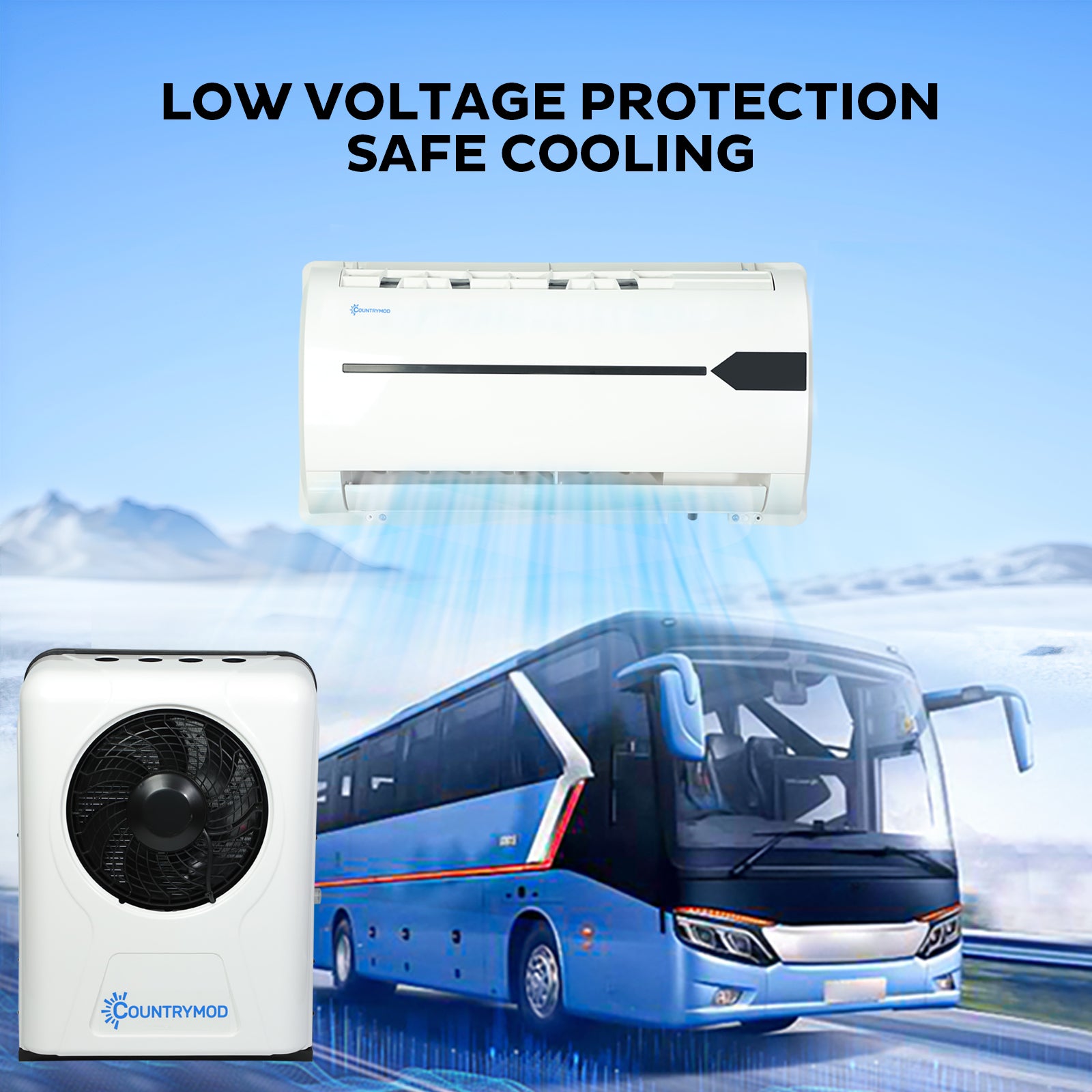 12V Electric Truck Camper Van DC Air Conditioner 10500BTU Universal Automotive Electric Split Air Conditioning ac Unit 12 Volt for semi trucks RV Motorhome Crane Tractor SUV